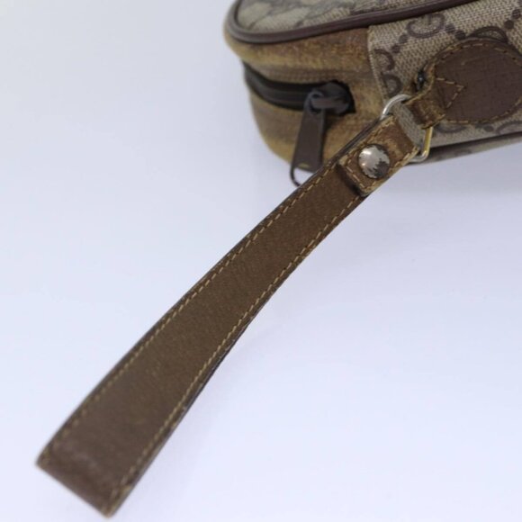 GUCCI GG Supreme Web Sherry Line Clutch Bag PVC Beige Red - Picture 6 of 16